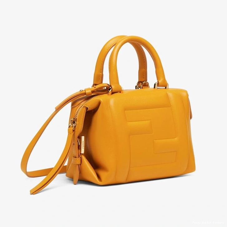 Vintage HOT Yellow Cube Leather Nappa FF Fendi Mini In Bag 0728